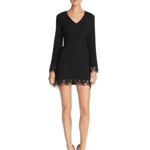 $199 ~AQUA~ LACE-TRIM BELL SLEEVE DRESS - BLACK L
